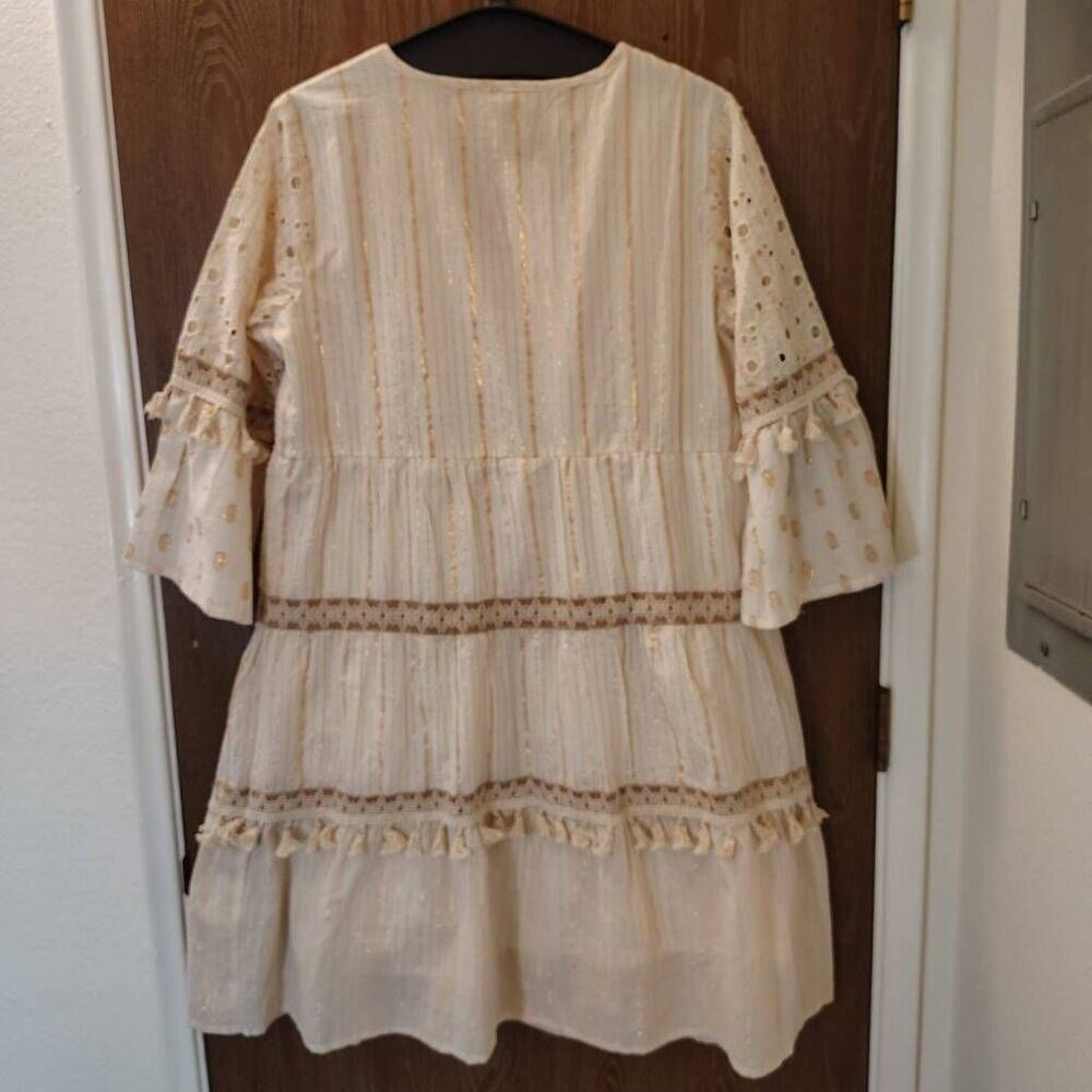 NAOO Cream and Gold Boho Dress - Picture 2 of 7